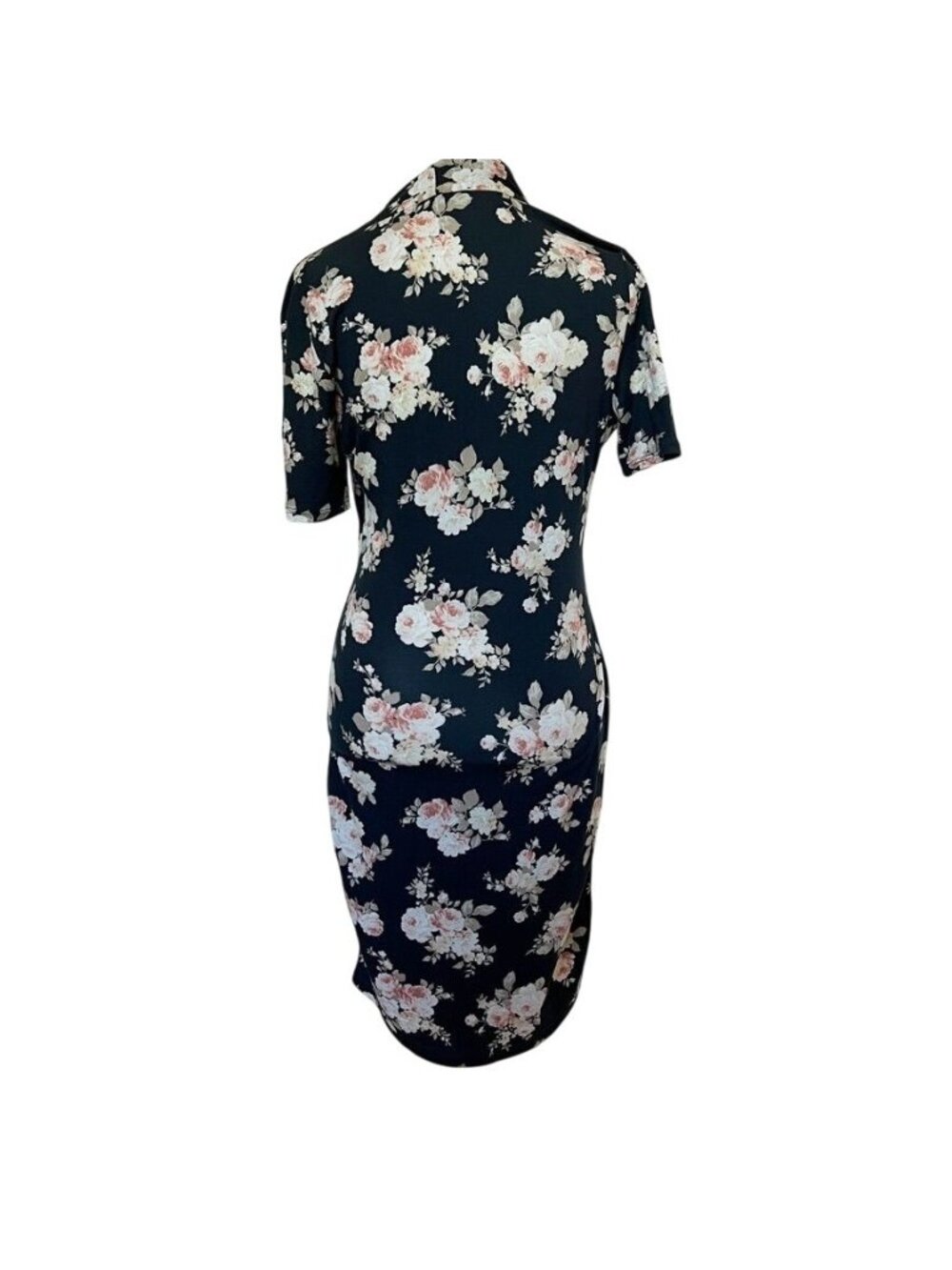 Dark Floral Womens Sz L Bodycon Dress Black Rose Coquette Dark Feminine Romantic - Picture 3 of 13